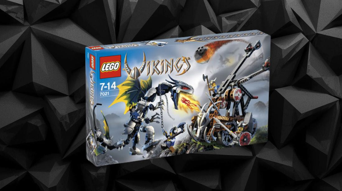 LEGO 7021 Viking Double Catapult vs. the Armored Ofnir Dragon - Retired Vikings Set